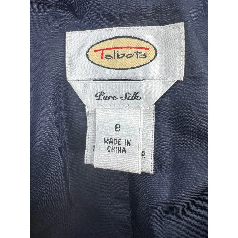Talbots Pure Silk A-Line Skirt Navy Red Geometric Chain Link Print Size 8 - Picture 4 of 8